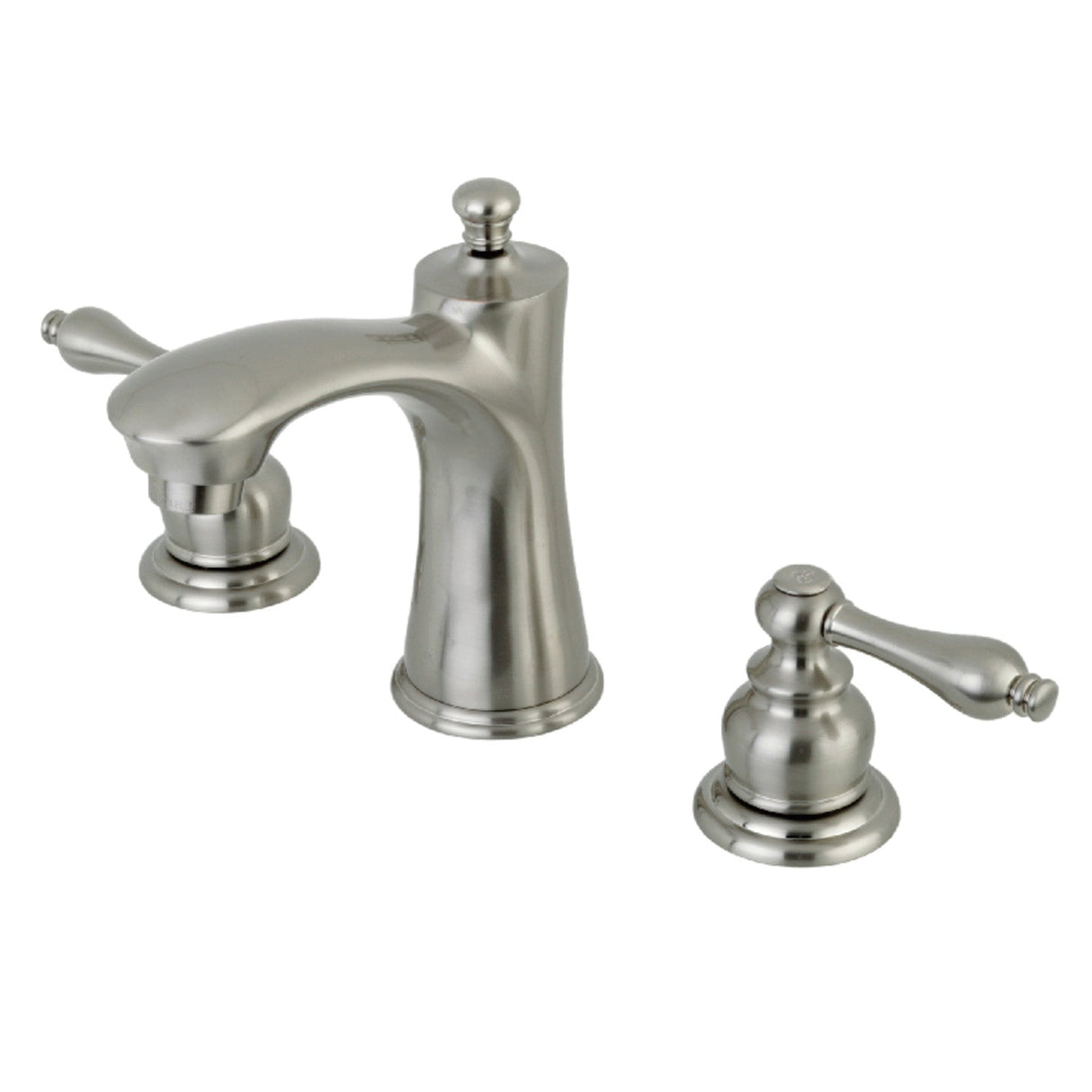 Victorian KB7968AL Two-Handle 3-Hole Deck Mount Widespread Bathroom Faucet with Plastic Pop-Up, Brushed Nickel