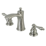 Victorian KB7968AL Two-Handle 3-Hole Deck Mount Widespread Bathroom Faucet with Plastic Pop-Up, Brushed Nickel