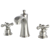 Victorian KB7968AX Two-Handle 3-Hole Deck Mount Widespread Bathroom Faucet with Plastic Pop-Up, Brushed Nickel