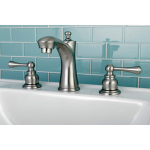 Vintage KB7968BL Two-Handle 3-Hole Deck Mount Widespread Bathroom Faucet with Plastic Pop-Up, Brushed Nickel
