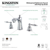 Knight KB7968KL Two-Handle 3-Hole Deck Mount Widespread Bathroom Faucet with Plastic Pop-Up, Brushed Nickel