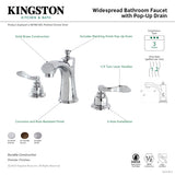 NuWave French KB7968NFL Two-Handle 3-Hole Deck Mount Widespread Bathroom Faucet with Plastic Pop-Up, Brushed Nickel