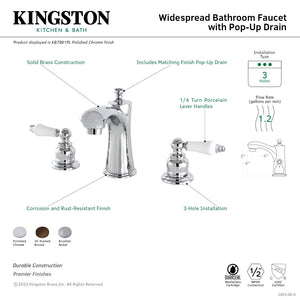 Victorian KB7968PL Two-Handle 3-Hole Deck Mount Widespread Bathroom Faucet with Plastic Pop-Up, Brushed Nickel