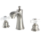 Victorian KB7968PX Two-Handle 3-Hole Deck Mount Widespread Bathroom Faucet with Plastic Pop-Up, Brushed Nickel