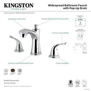 Yosemite KB7968YL Two-Handle 3-Hole Deck Mount Widespread Bathroom Faucet with Plastic Pop-Up, Brushed Nickel