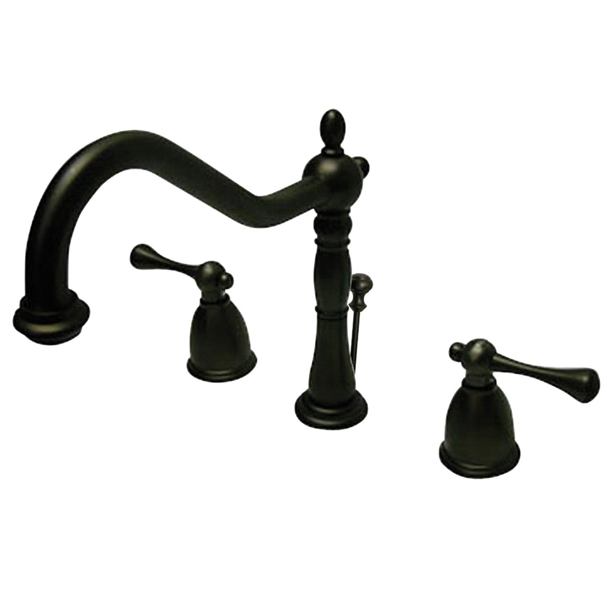 English Vintage KB7975BL Two-Handle 3-Hole Deck Mount Widespread Bathroom Faucet with Brass Pop-Up, Oil Rubbed Bronze
