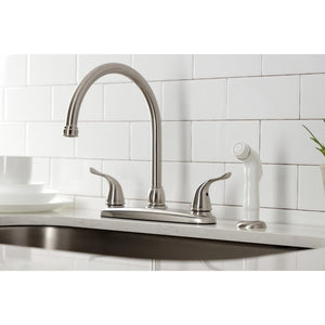 Yosemite KB798YL Two-Handle 4-Hole Deck Mount 8" Centerset Kitchen Faucet with Side Sprayer, Brushed Nickel