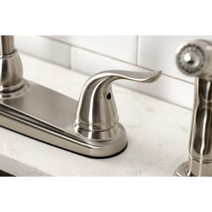 Yosemite KB798YLSP Two-Handle 4-Hole Deck Mount 8" Centerset Kitchen Faucet with Side Sprayer, Brushed Nickel