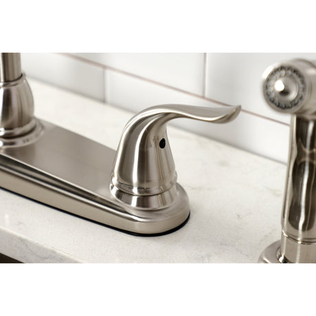 Yosemite KB798YLSP Two-Handle 4-Hole Deck Mount 8" Centerset Kitchen Faucet with Side Sprayer, Brushed Nickel