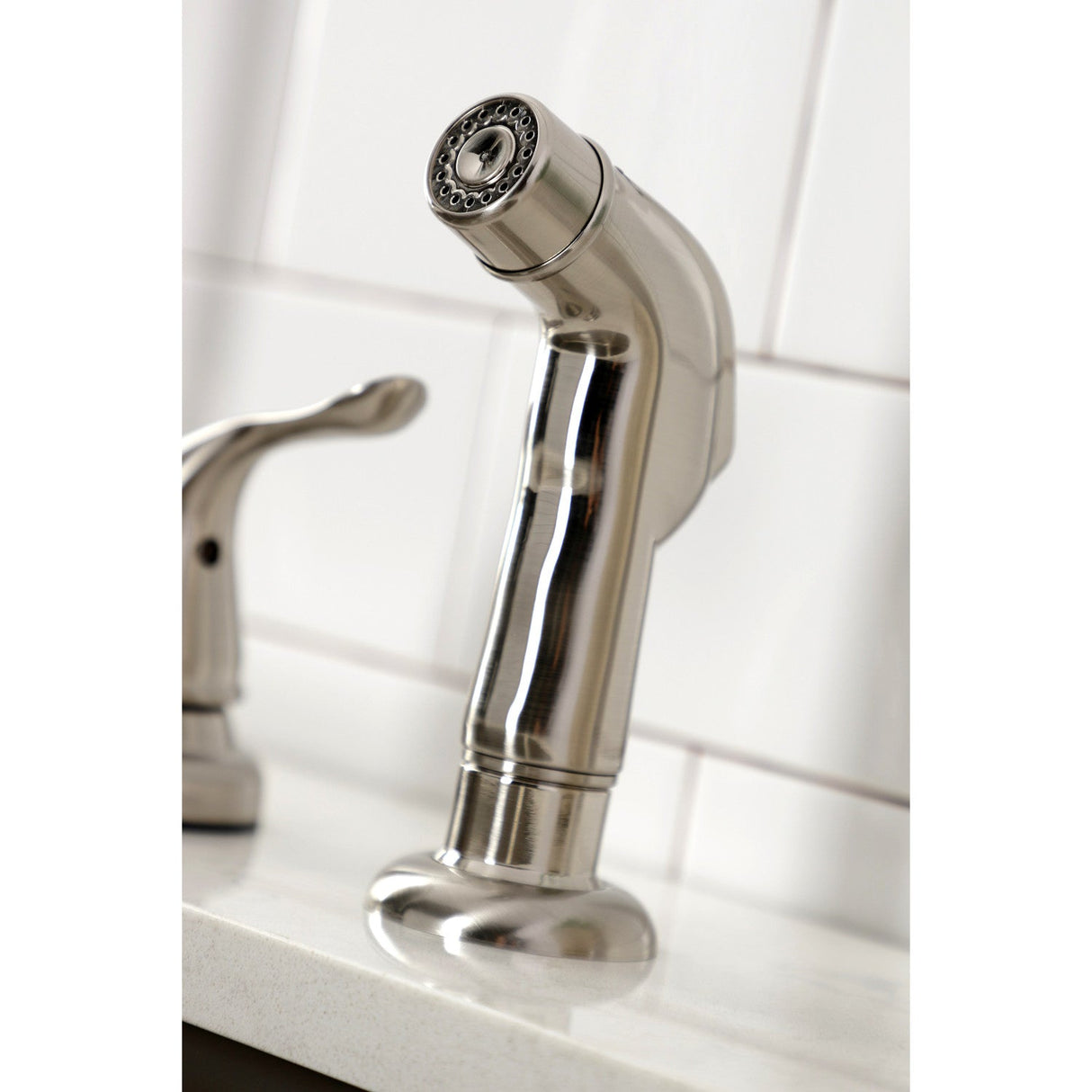 Yosemite KB798YLSP Two-Handle 4-Hole Deck Mount 8" Centerset Kitchen Faucet with Side Sprayer, Brushed Nickel