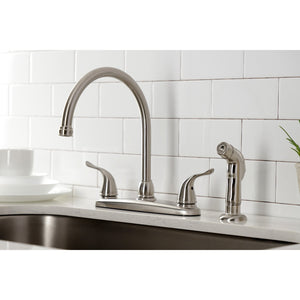 Yosemite KB798YLSP Two-Handle 4-Hole Deck Mount 8" Centerset Kitchen Faucet with Side Sprayer, Brushed Nickel