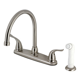 Yosemite KB798YL Two-Handle 4-Hole Deck Mount 8" Centerset Kitchen Faucet with Side Sprayer, Brushed Nickel