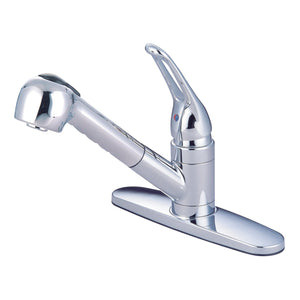 KB801SP Single-Handle 1-or-3 Hole Deck Mount Pull-Out Sprayer Kitchen Faucet, Polished Chrome