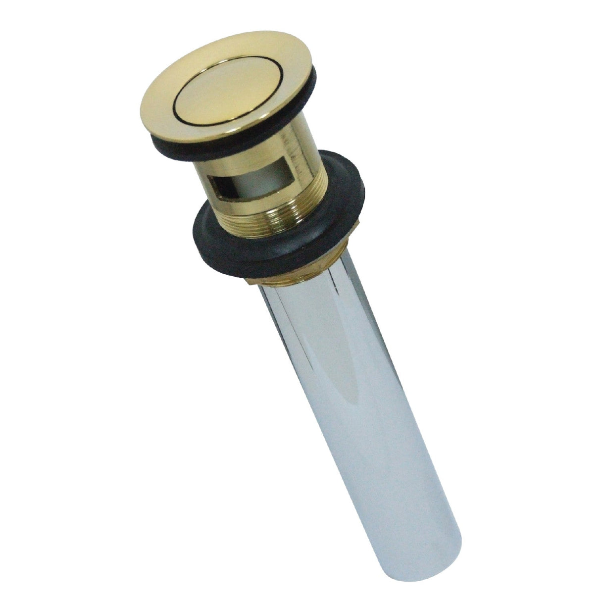 Trimscape KB8102 Brass Push Pop-Up Bathroom Sink Drain with Overflow, 22 Gauge, Polished Brass