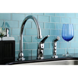 Chatham KB821 Single-Handle 3-Hole Deck Mount Widespread Kitchen Faucet with Side Sprayer, Polished Chrome