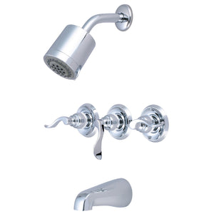 NuWave French KB8231NFL Three-Handle 5-Hole Wall Mount Tub and Shower Faucet, Polished Chrome