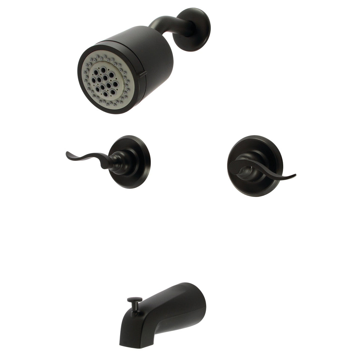 NuWave French KB8240NFL Two-Handle 4-Hole Wall Mount Tub and Shower Faucet, Matte Black