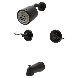 NuWave French KB8240NFL Two-Handle 4-Hole Wall Mount Tub and Shower Faucet, Matte Black