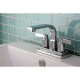 NuvoFusion KB8461NDL Two-Handle 2-Hole Deck Mount 4" Centerset Bathroom Faucet with Push Pop-Up, Polished Chrome