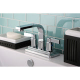 NuvoFusion KB8461NDL Two-Handle 2-Hole Deck Mount 4" Centerset Bathroom Faucet with Push Pop-Up, Polished Chrome