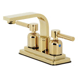 Concord KB8462DL Two-Handle 2-Hole Deck Mount 4" Centerset Bathroom Faucet with Push Pop-Up, Polished Brass