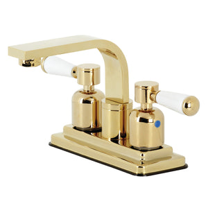 Paris KB8462DPL Two-Handle 2-Hole Deck Mount 4" Centerset Bathroom Faucet with Push Pop-Up, Polished Brass