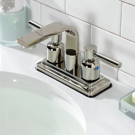 Concord KB8466DL Two-Handle 2-Hole Deck Mount 4" Centerset Bathroom Faucet with Push Pop-Up, Polished Nickel