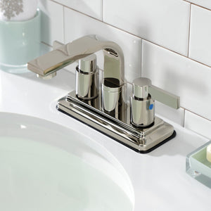NuvoFusion KB8466NDL Two-Handle 2-Hole Deck Mount 4" Centerset Bathroom Faucet with Push Pop-Up, Polished Nickel