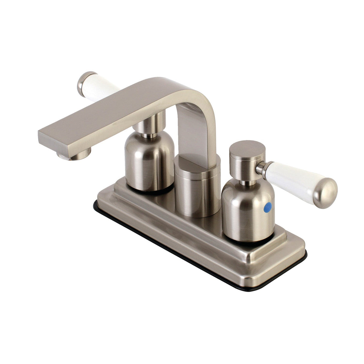 Paris KB8468DPL Two-Handle 2-Hole Deck Mount 4" Centerset Bathroom Faucet with Push Pop-Up, Brushed Nickel