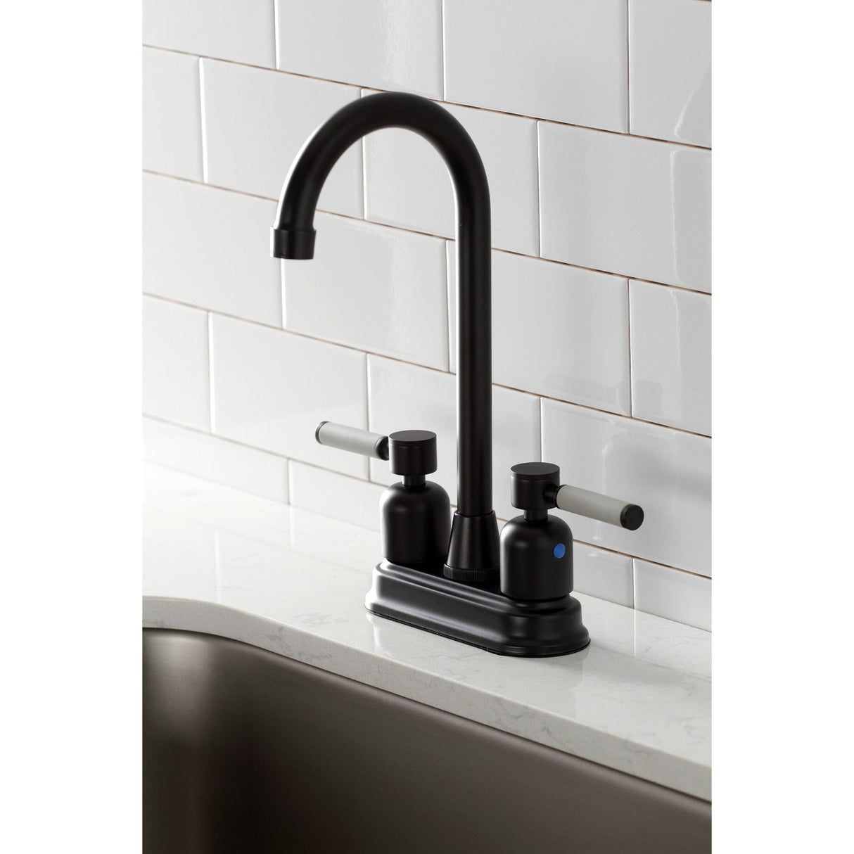 Kaiser KB8490DKL Two-Handle 2-Hole Deck Mount Bar Faucet, Matte Black