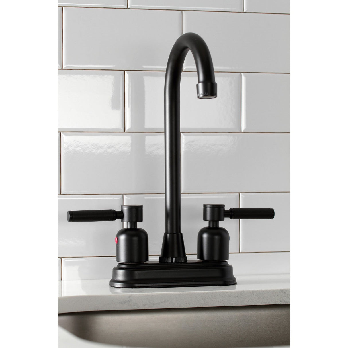 Kaiser KB8490DKL Two-Handle 2-Hole Deck Mount Bar Faucet, Matte Black