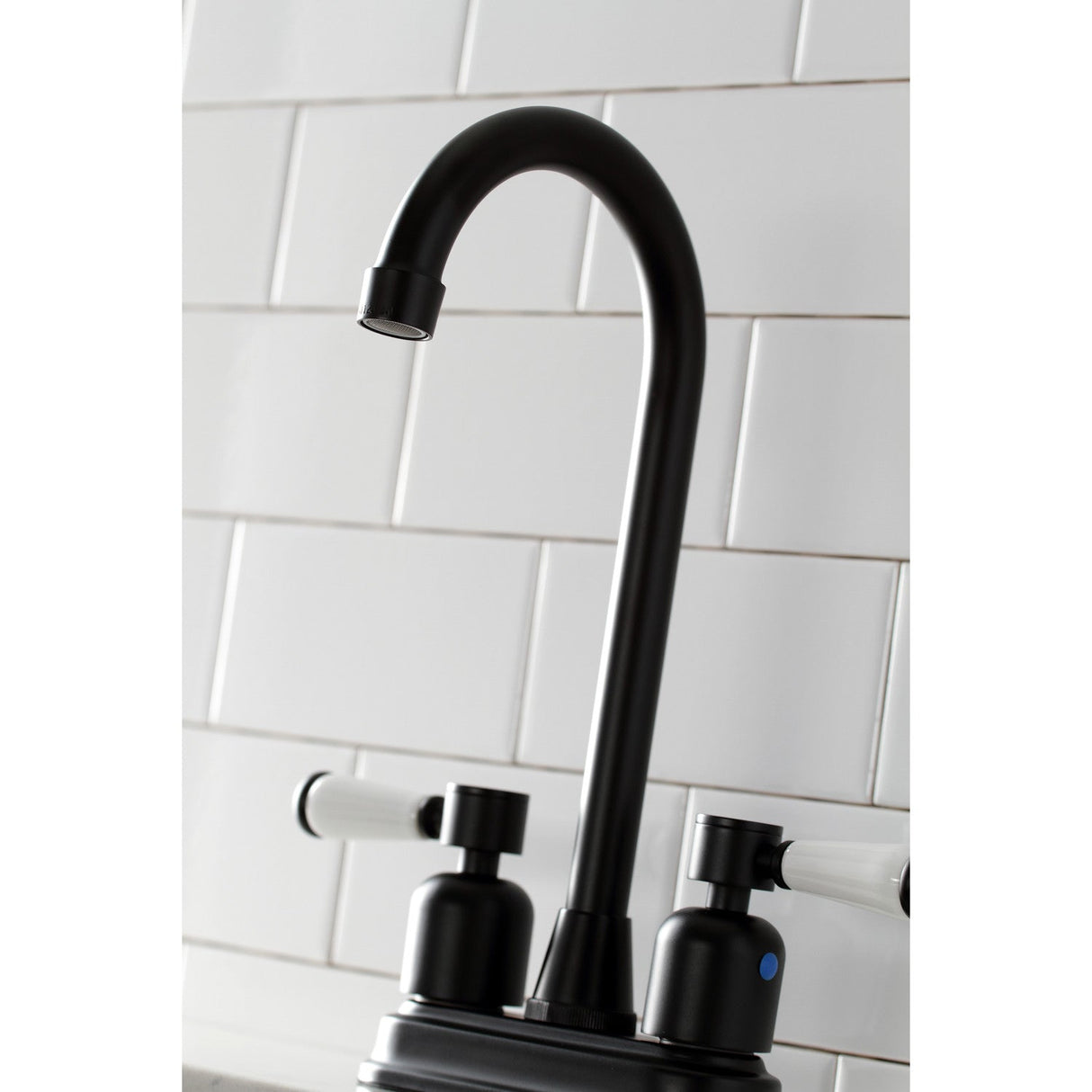 Paris KB8490DPL Two-Handle 2-Hole Deck Mount Bar Faucet, Matte Black