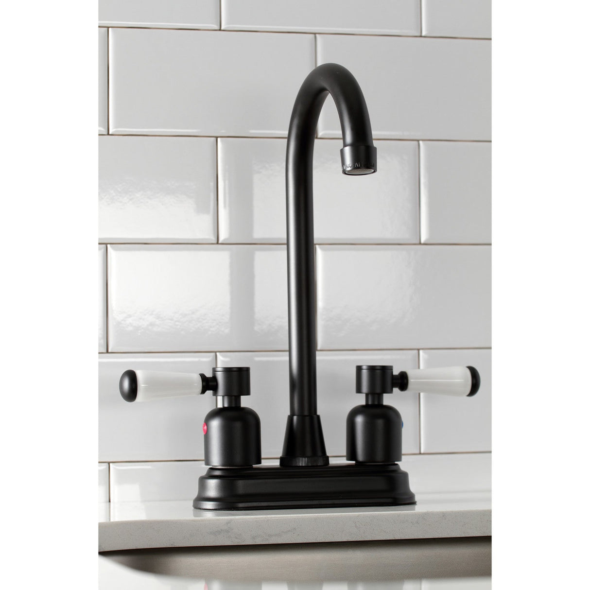 Paris KB8490DPL Two-Handle 2-Hole Deck Mount Bar Faucet, Matte Black