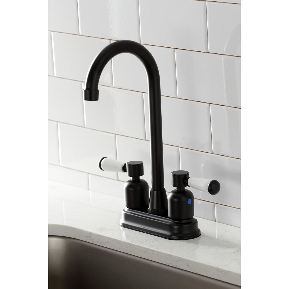 Paris KB8490DPL Two-Handle 2-Hole Deck Mount Bar Faucet, Matte Black