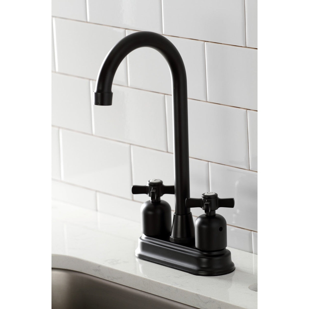 Millennium KB8490ZX Two-Handle 2-Hole Deck Mount Bar Faucet, Matte Black