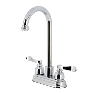 NuWave French KB8491NFL Two-Handle 2-Hole Deck Mount Bar Faucet, Polished Chrome