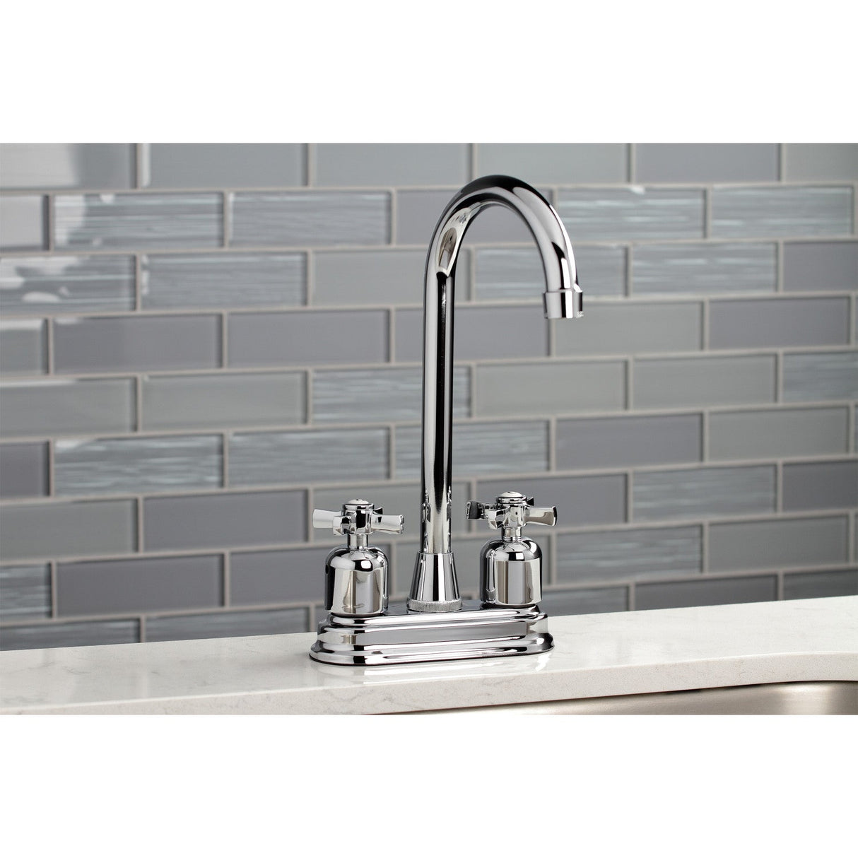 Millennium KB8491ZX Two-Handle 2-Hole Deck Mount Bar Faucet, Polished Chrome