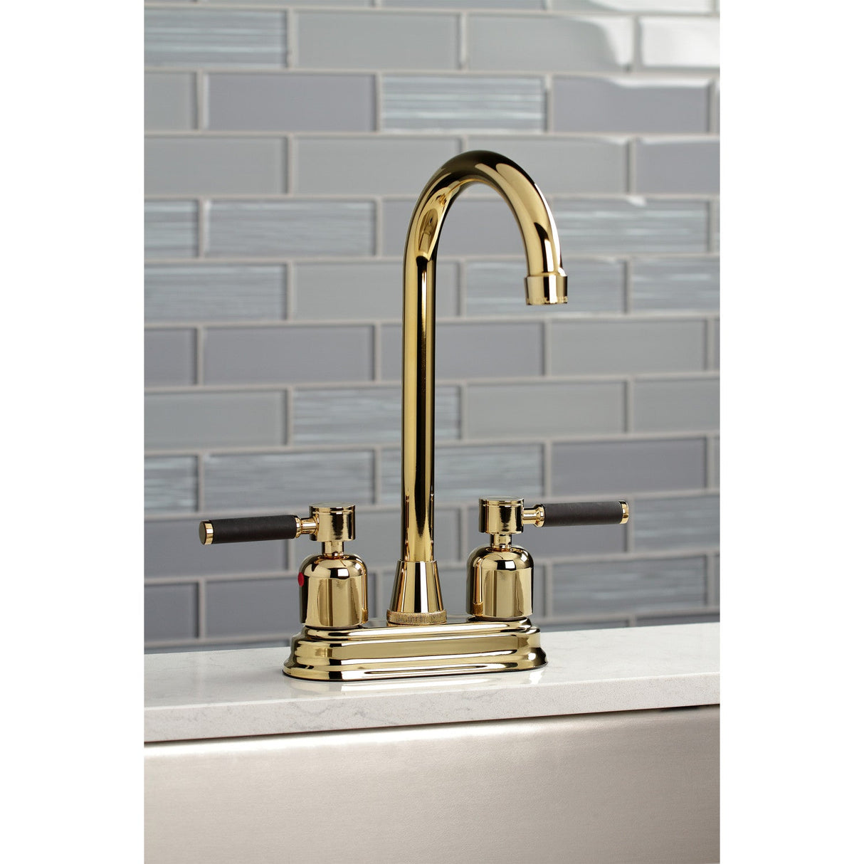 Kaiser KB8492DKL Two-Handle 2-Hole Deck Mount Bar Faucet, Polished Brass