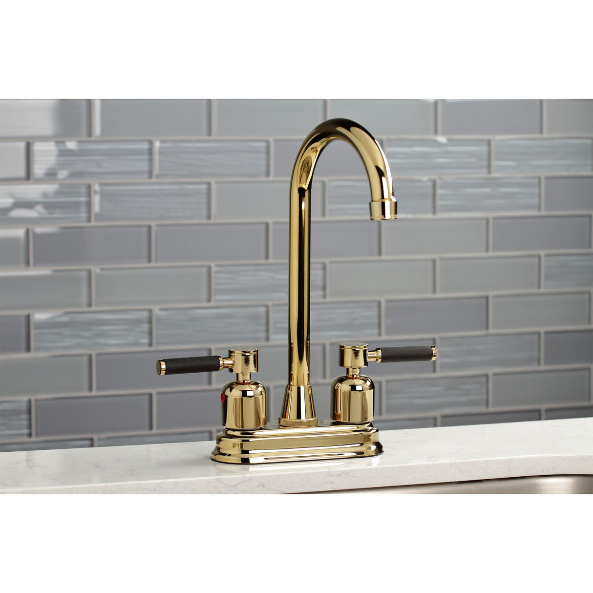 Kaiser KB8492DKL Two-Handle 2-Hole Deck Mount Bar Faucet, Polished Brass