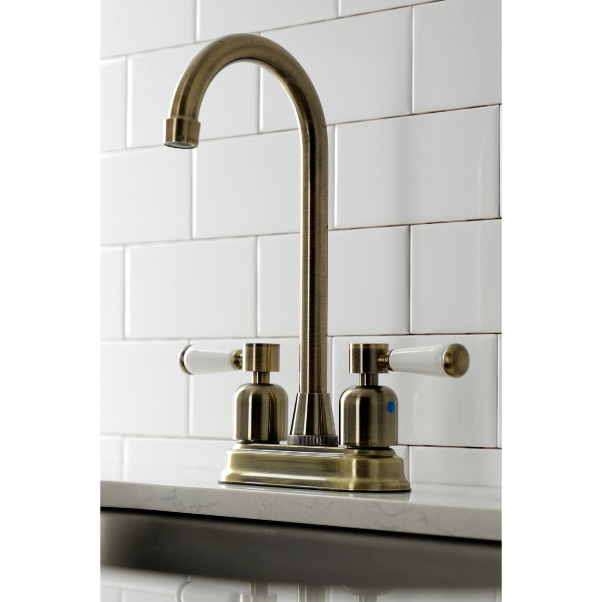 Paris KB8493DPL Two-Handle 2-Hole Deck Mount Bar Faucet, Antique Brass
