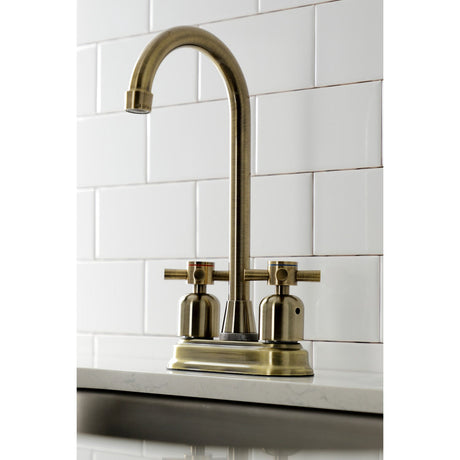 Concord KB8493DX Two-Handle 2-Hole Deck Mount Bar Faucet, Antique Brass