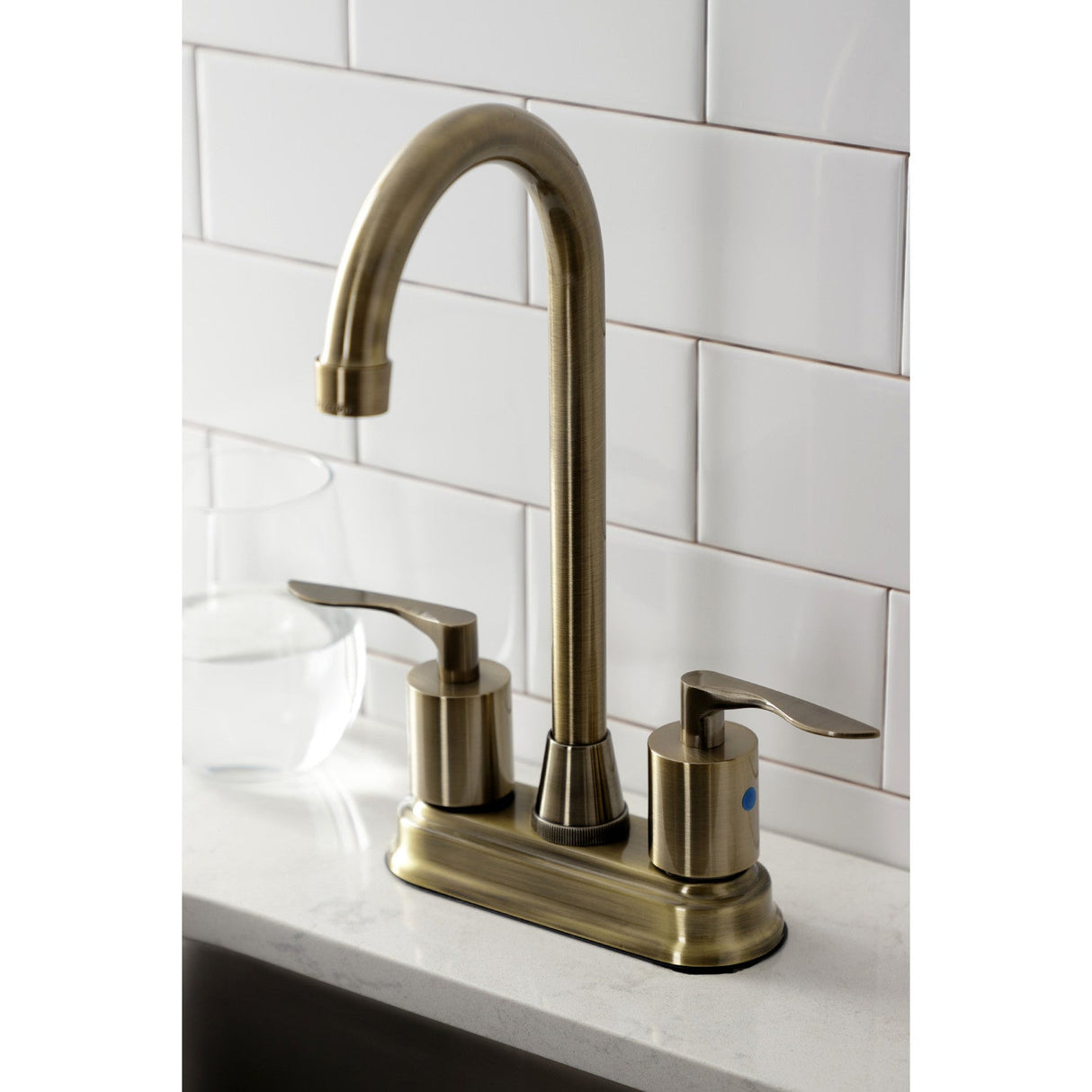 Serena KB8493SVL Two-Handle 2-Hole Deck Mount Bar Faucet, Antique Brass