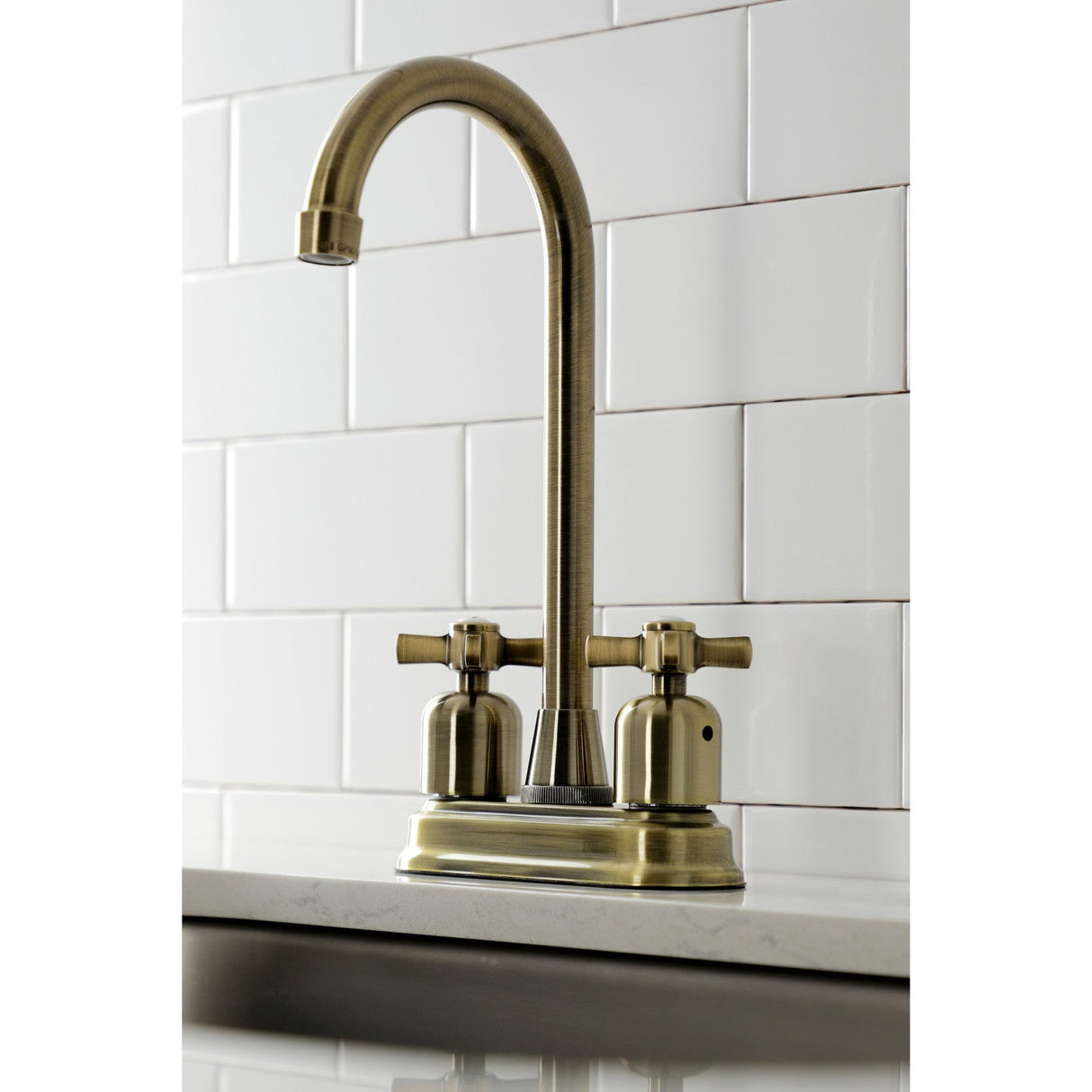 Millennium KB8493ZX Two-Handle 2-Hole Deck Mount Bar Faucet, Antique Brass