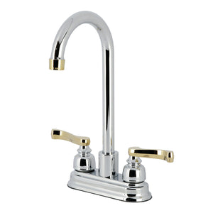 Royale KB8494FL Two-Handle 2-Hole Deck Mount Bar Faucet, Polished Chrome/Polished Brass