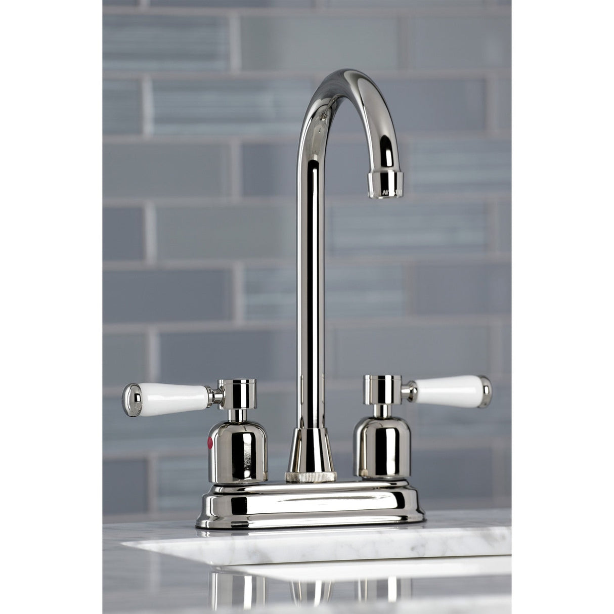 Paris KB8496DPL Two-Handle 2-Hole Deck Mount Bar Faucet, Polished Nickel