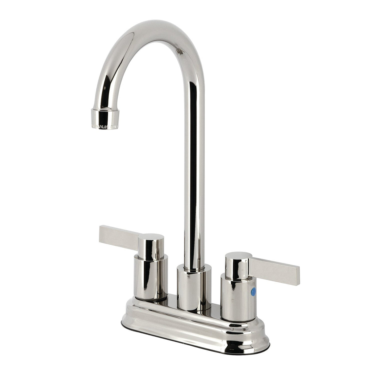 NuvoFusion KB8496NDL Two-Handle 2-Hole Deck Mount Bar Faucet, Polished Nickel