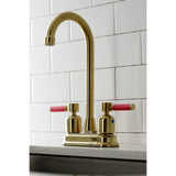 Kaiser KB8497DKL Two-Handle 2-Hole Deck Mount Bar Faucet, Brushed Brass