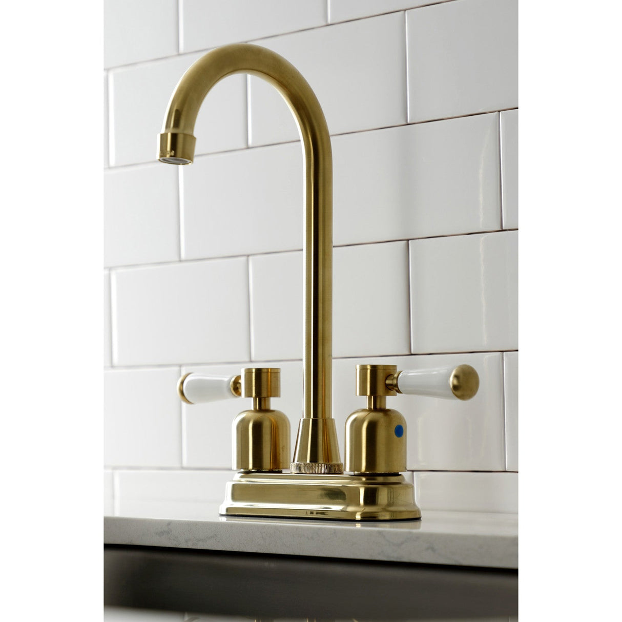 Paris KB8497DPL Two-Handle 2-Hole Deck Mount Bar Faucet, Brushed Brass