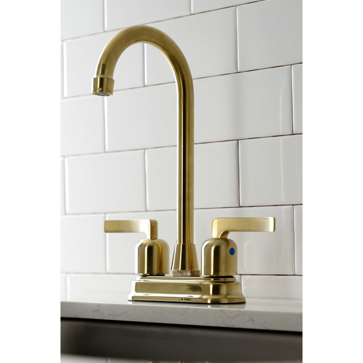 Centurion KB8497EFL Two-Handle 2-Hole Deck Mount Bar Faucet, Brushed Brass