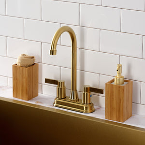 NuvoFusion KB8497NDL Two-Handle 2-Hole Deck Mount Bar Faucet, Brushed Brass